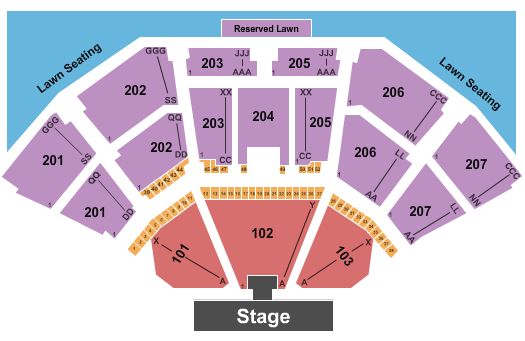 Cellairis Amphitheatre at Lakewood T-Stage Seating Chart
