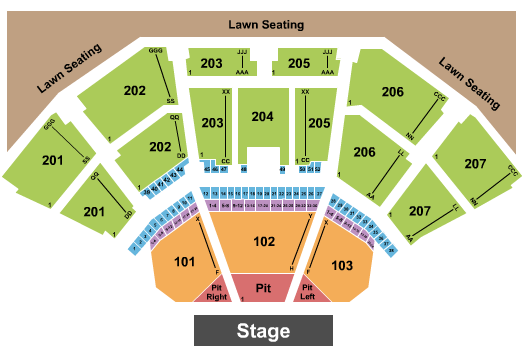 Cellairis Amphitheatre at Lakewood Endstage GA Pit Seating Chart