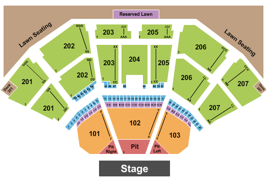 seating chart for Cellairis Amphitheatre at Lakewood - Endstage 3 GA Pits - eventticketscenter.com