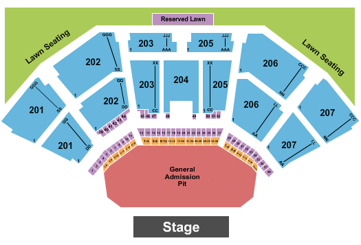 Cellairis Amphitheatre at Lakewood End Stage Large Pit Seating Chart