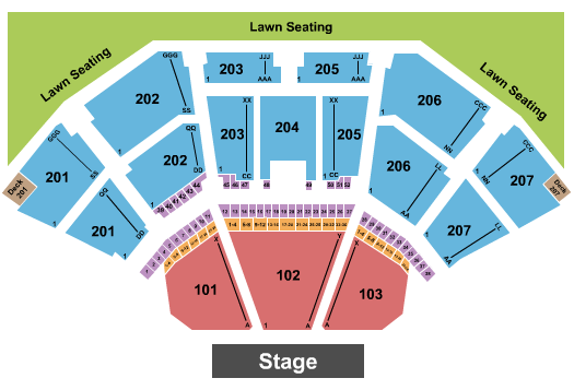 Cellairis Amphitheatre at Lakewood End Stage Seating Chart