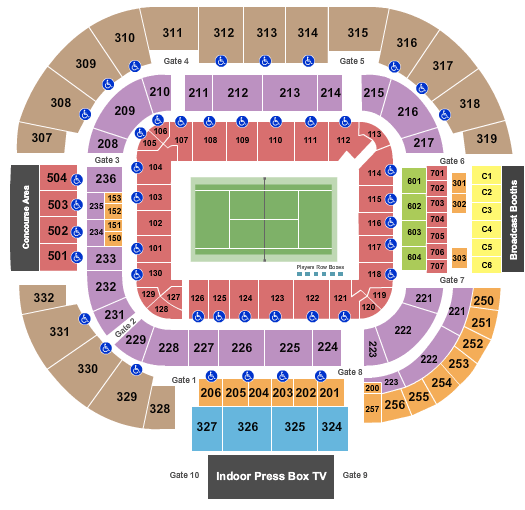 Center Court at Lindner Family Tennis Center Seating Chart | Star Tickets