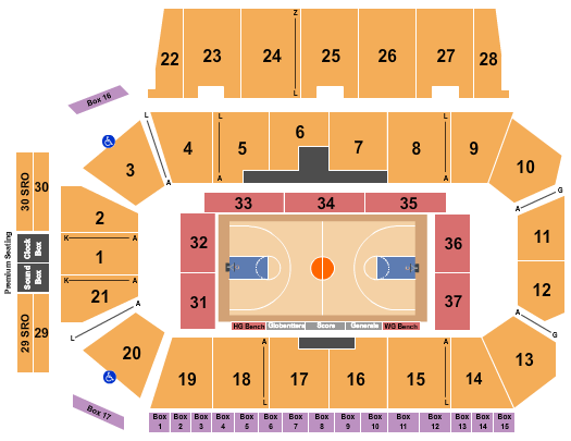 Centre 200 Basketball - Globetrotters Seating Chart