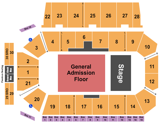 Centre 200 Endstage GA Floor Seating Chart