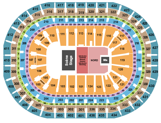 Centre Bell Endstage GA Pit Seating Chart