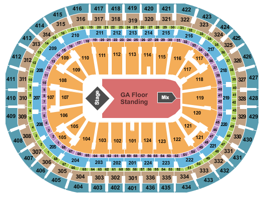 Centre Bell End Stage GA Floor Seating Chart