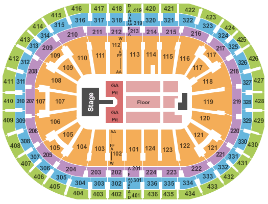 Centre Bell Green Day Seating Chart