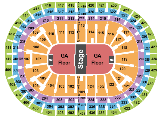 Centre Bell Mumford and Sons Seating Chart