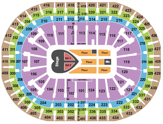 Centre Bell Pink Seating Chart