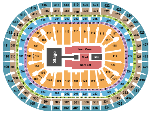 Centre Bell Pink Seating Chart