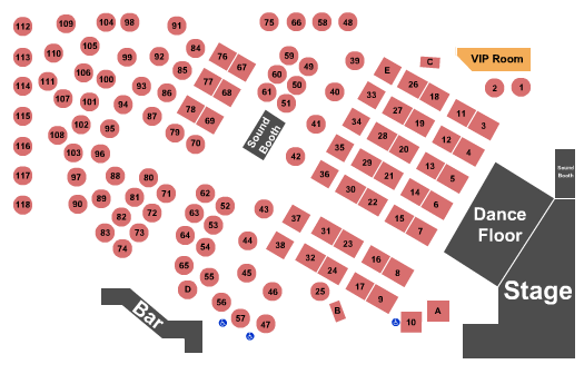 Century Casino Showroom - Edmonton Floor/VIP Seating Chart