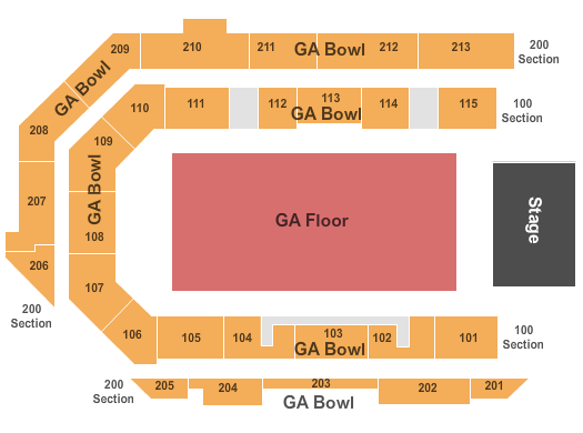 Idaho Central Arena GA Floor and GA Bowl Seating Chart