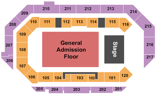Idaho Central Arena GA Floor Seating Chart
