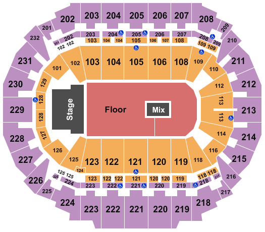 CHI Health Center Omaha End Stage GA Floor 2 Seating Chart