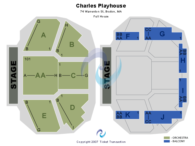 Charles Playhouse End Stage Seating Chart