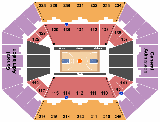 Charleston Coliseum & Convention Center - Charleston Basketball GA 2 Seating Chart