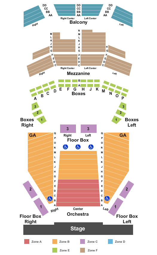 Charline McCombs Empire Theatre End Stage - Zone Seating Chart