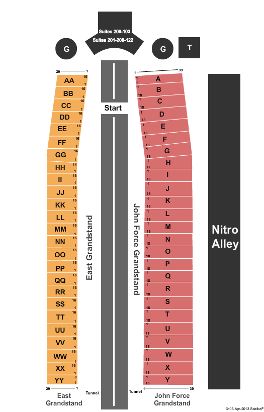 seating chart for Charlotte Motor Speedway - Drag Racing - eventticketscenter.com