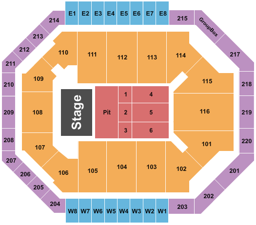 Chartway Arena at Ted Constant Convocation Center Endstage Pit Seating Chart