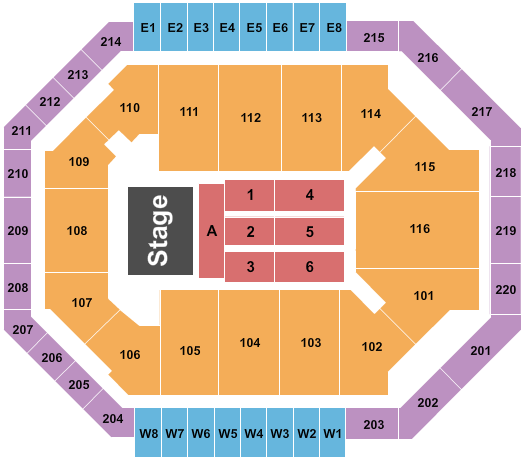 Seatmap for chartway arena at ted constant convocation center