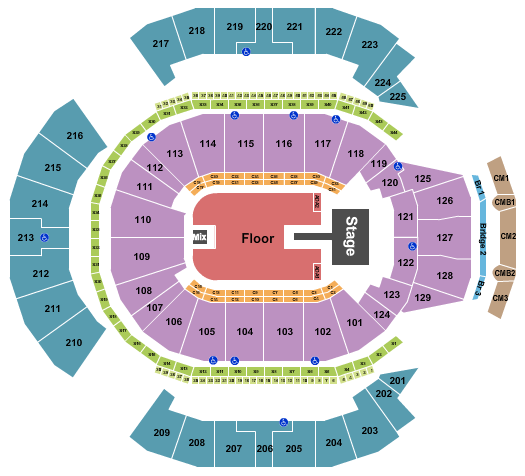 Chase Center Endstage GA Floor w/ Catwalk Seating Chart