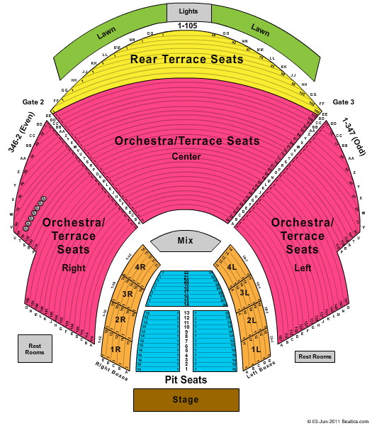 Cadence Bank Amphitheatre at Chastain Park Row-by-Row Seating Chart