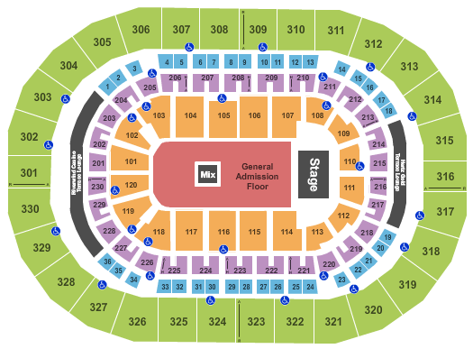 seating chart for Paycom Center - Endstage GA Floor - eventticketscenter.com