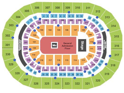 Paycom Center Endstage GA Floor Seating Chart