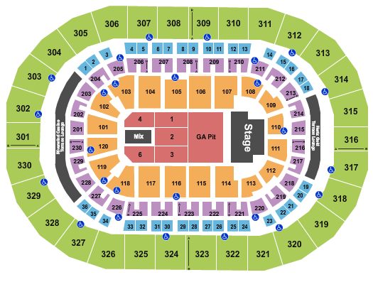 Paycom Center Pearl Jam 2020 Seating Chart