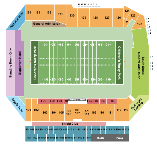 Children's Mercy Park Football 1 Seating Chart