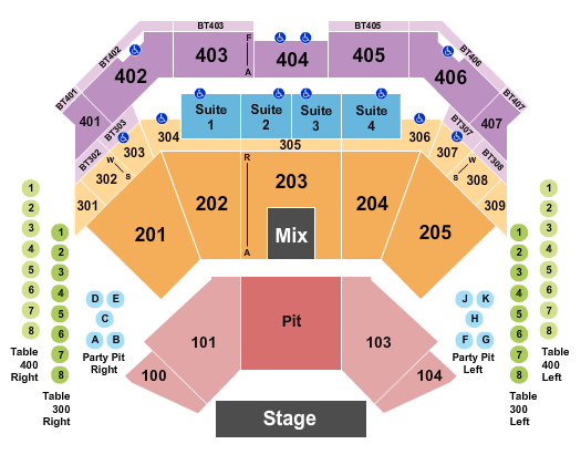 Choctaw Casino & Resort - Durant Endstage with Pit Seating Chart