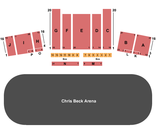 Chris Beck Arena at Sonoma County Fairgrounds Performance Area Seating Chart