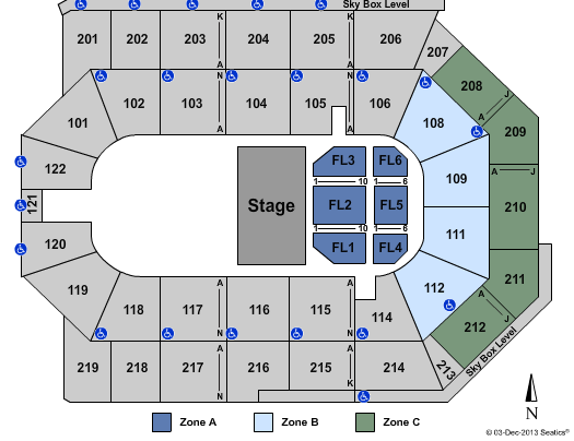 Toyota Arena - Ontario Disney Live - Zone Seating Chart