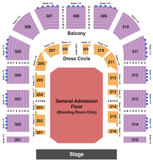 San Jose Civic End Stage GA Floor Seating Chart