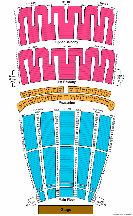 Lyric Opera House - IL Endstage Pit Seating Chart