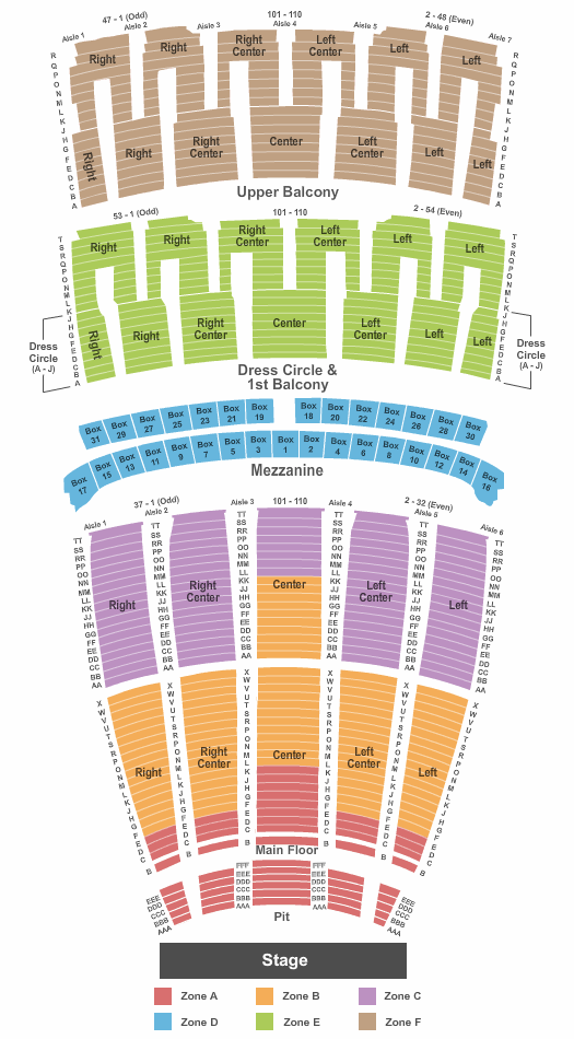 Lyric Opera House - IL End Stage Pit - IntZone Seating Chart