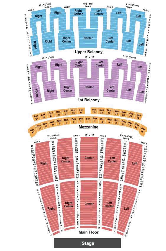 Lyric Opera House - IL End Stage Seating Chart