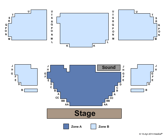 Clark Center For The Performing Arts Endstage - Zone Seating Chart
