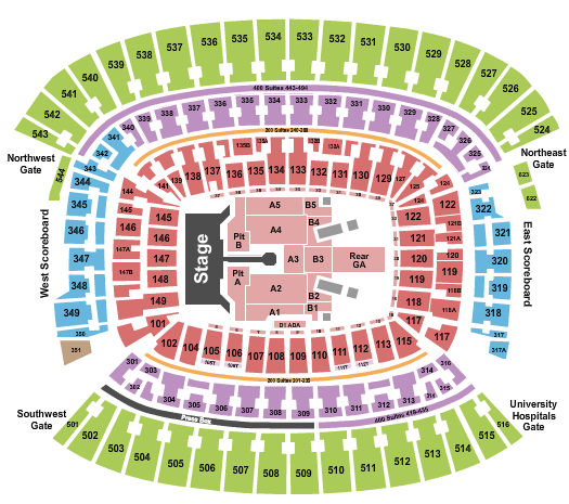 Cleveland Browns Stadium Rolling Stones 2 Seating Chart