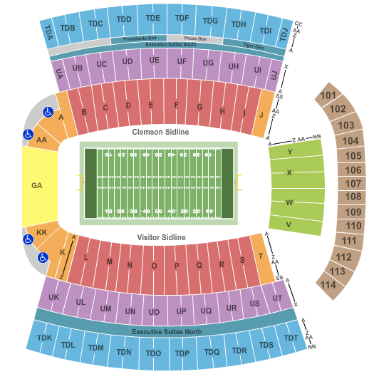Clemson Memorial Stadium Seating Chart & Maps - Clemson