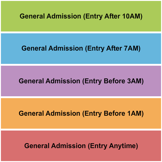 Club Space GA Entry Seating Chart