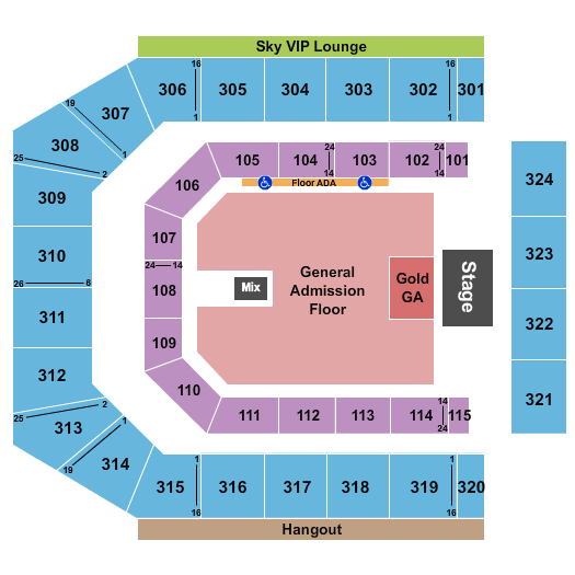 Co-Op Live Endstage GA Gold Seating Chart