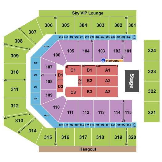 Co-Op Live Endstage w/200 Level Seating Chart