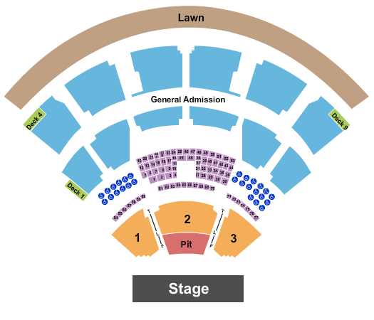 Coastal Credit Union Music Park at Walnut Creek Endstage Pit/GA/Lawn Seating Chart