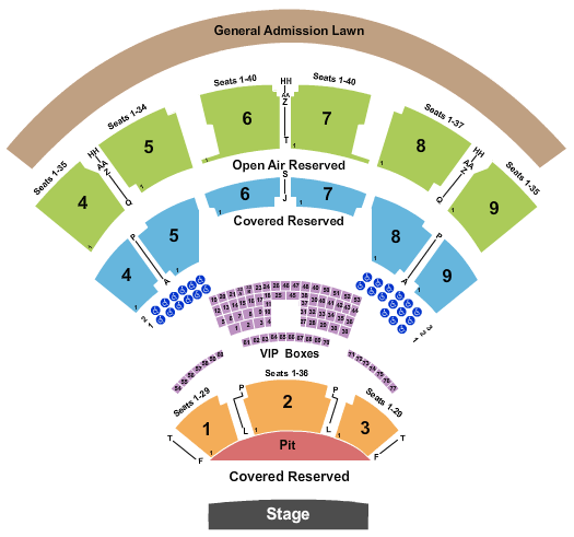 Coastal Credit Union Music Park at Walnut Creek Endstage Pit Seating Chart