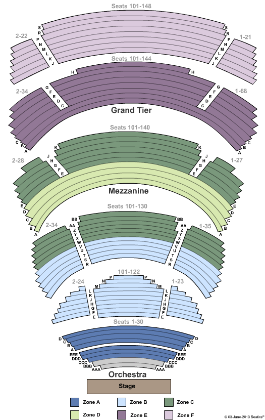 Cobb Energy Performing Arts Centre Radio City - Zone Seating Chart