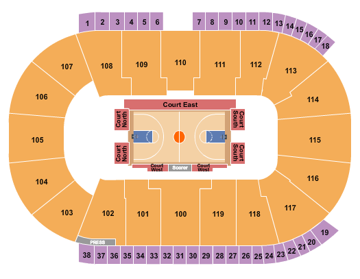 Coca-Cola Coliseum Basketball - Naismith Seating Chart