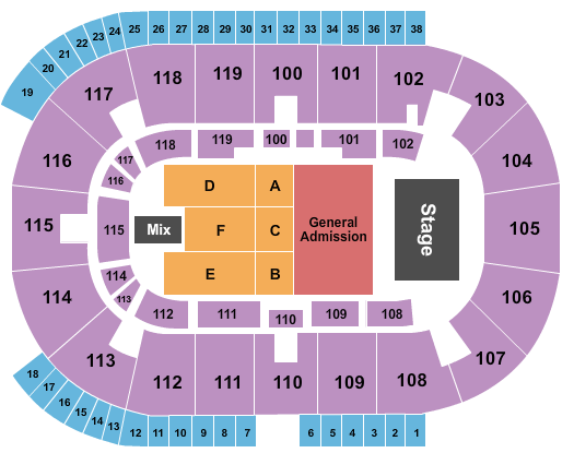 Coca-Cola Coliseum Endstage - GA Floor Seating Chart