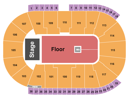 Coca-Cola Coliseum End Stage GA 2 Seating Chart