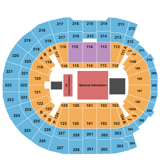 Coliseo De Puerto Rico Endstage GA & VIP Floor Seating Chart